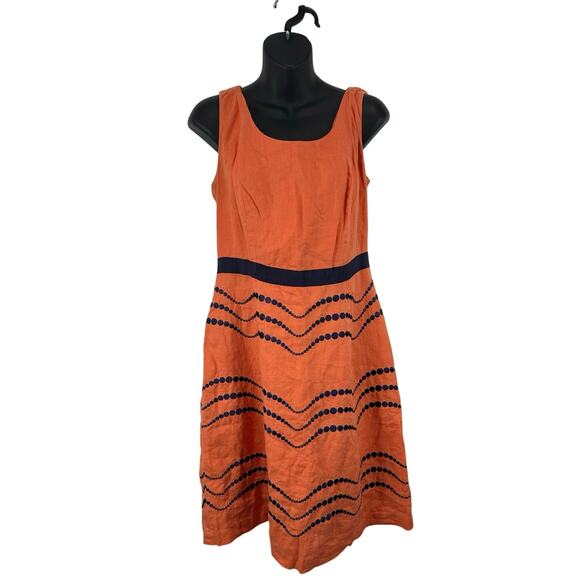 Boden 100% Linen Tank Dress Orange Size 6L Summer Preppy - Picture 1 of 10
